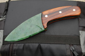 Made this for my Bro's 50th b-day. Yukon "Snow" Jade full tang blade, Brazilian Rosewood Scales, Abalone inlay